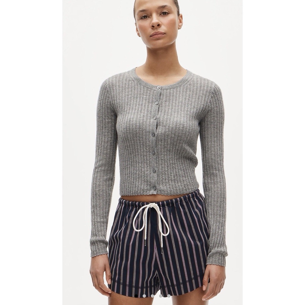 J CREW SMALL Featherweight cashmere pointelle cardigan CU058